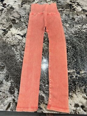 Free People Coral Ribbed Flare Wide-Leg Jeans